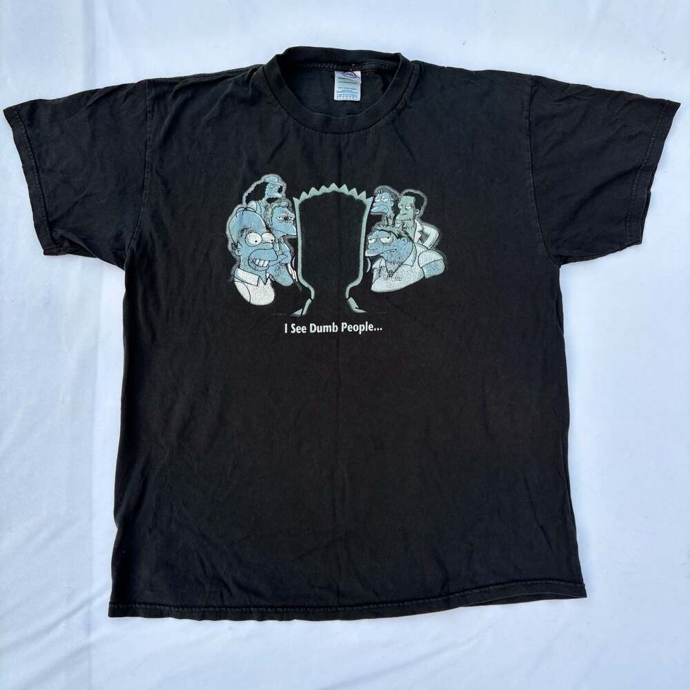 Vintage 2001 Simpsons I See Dumb People T Shirt Delta Pro Weight L Y2K